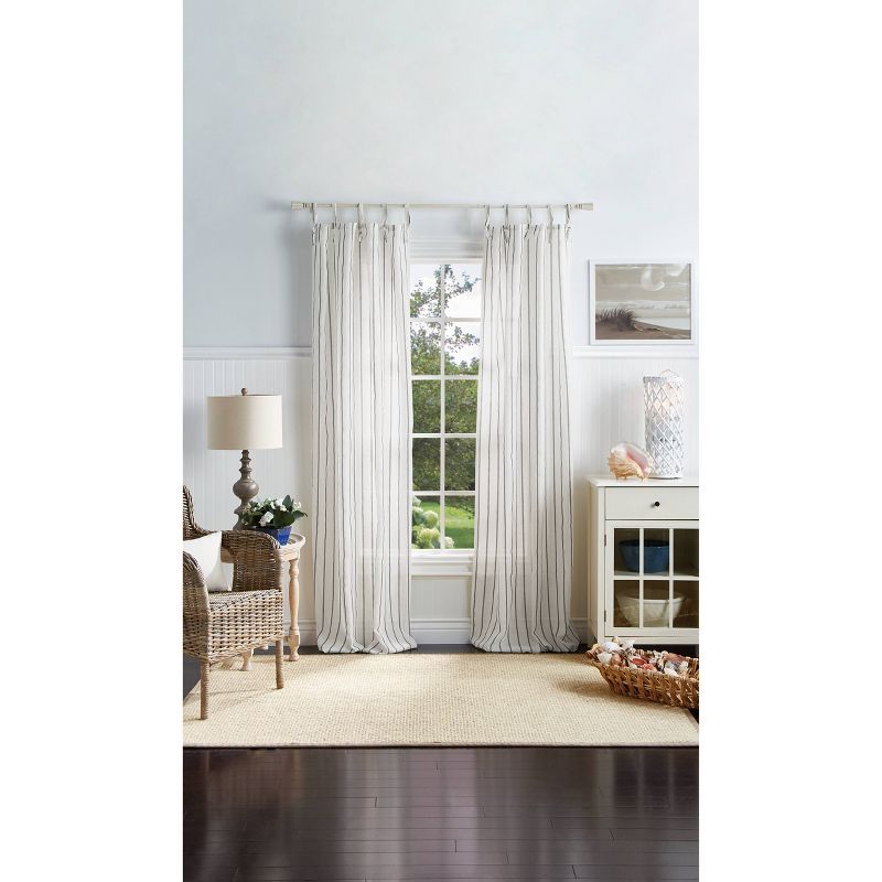 84" Gray Polyester Semi-Sheer Tie Top Window Panels