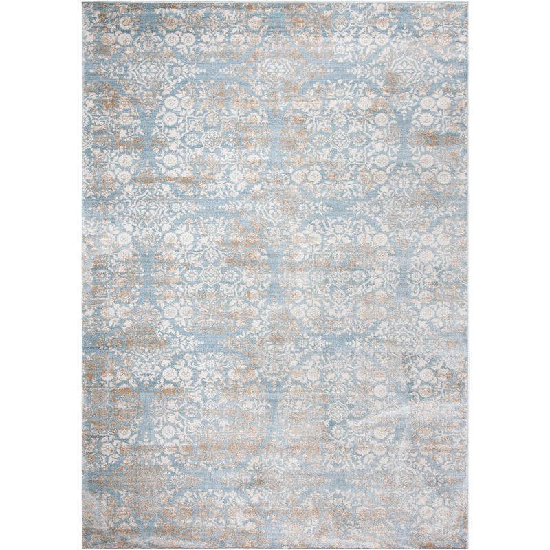 Denim Blue and Ivory Geometric Hand-knotted Area Rug