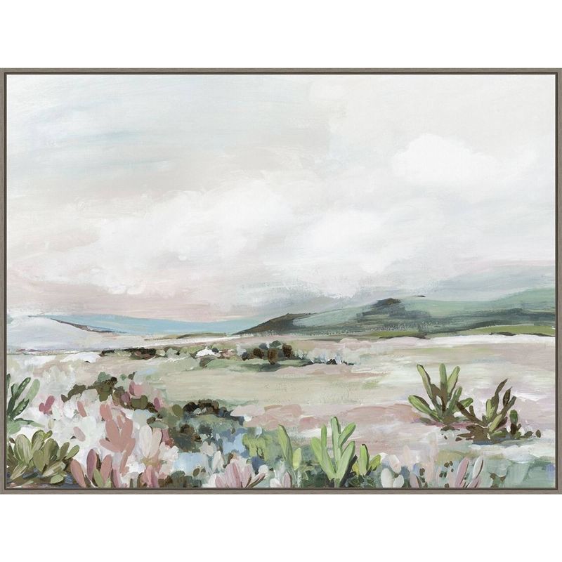 Large Serene Desert Landscape Canvas Print with Polystyrene Frame