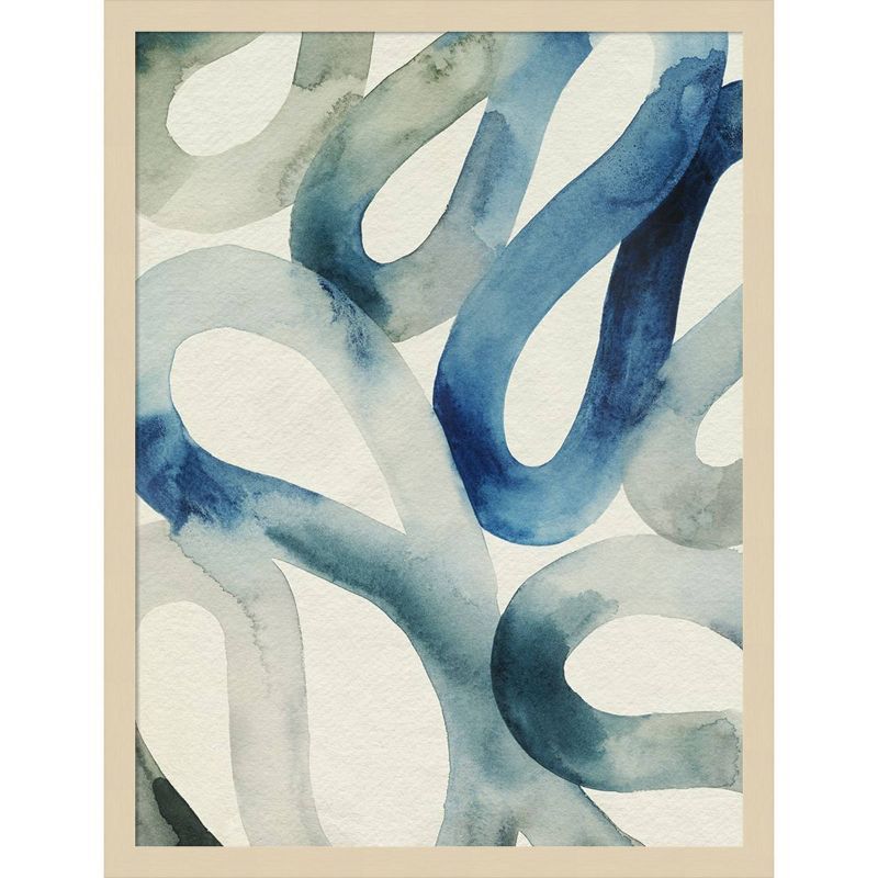 Water and Sand II Blue and Gray Abstract Framed Wall Art