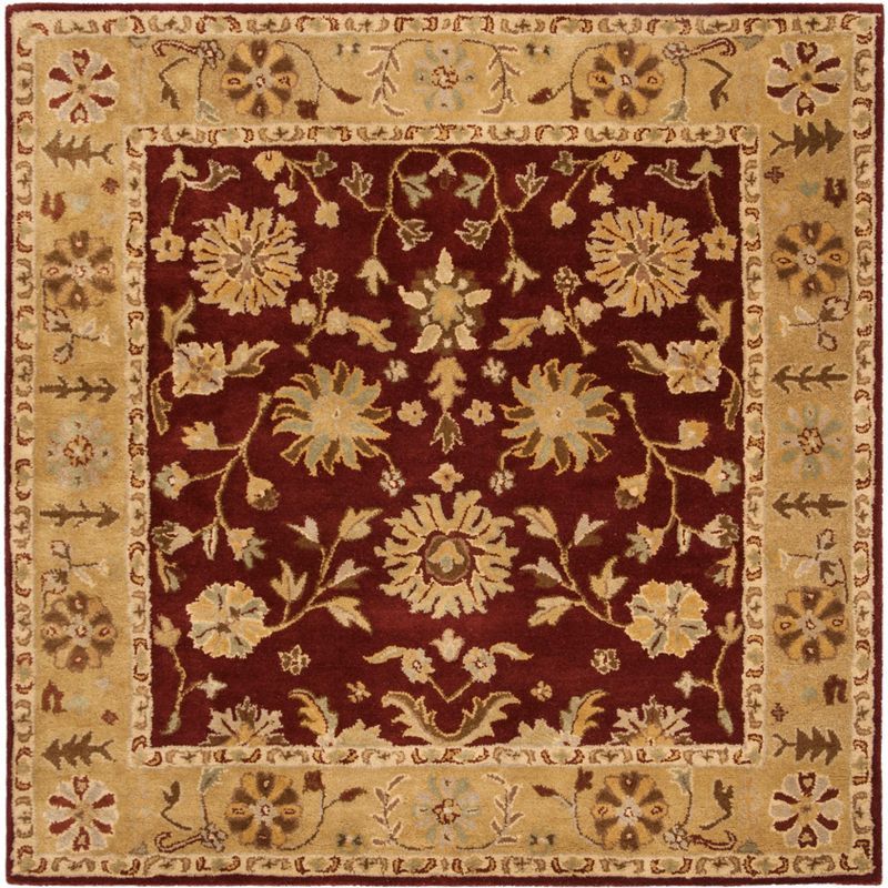 Heritage Red and Gold Hand-Tufted Wool Square Rug