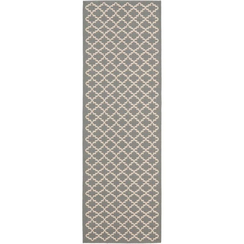 Gray Geometric Synthetic Indoor/Outdoor Area Rug 27" x 18"