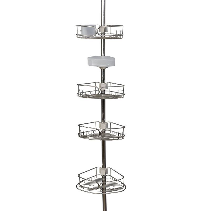 Stainless Steel Tension Pole Shower Caddy with Adjustable Shelves