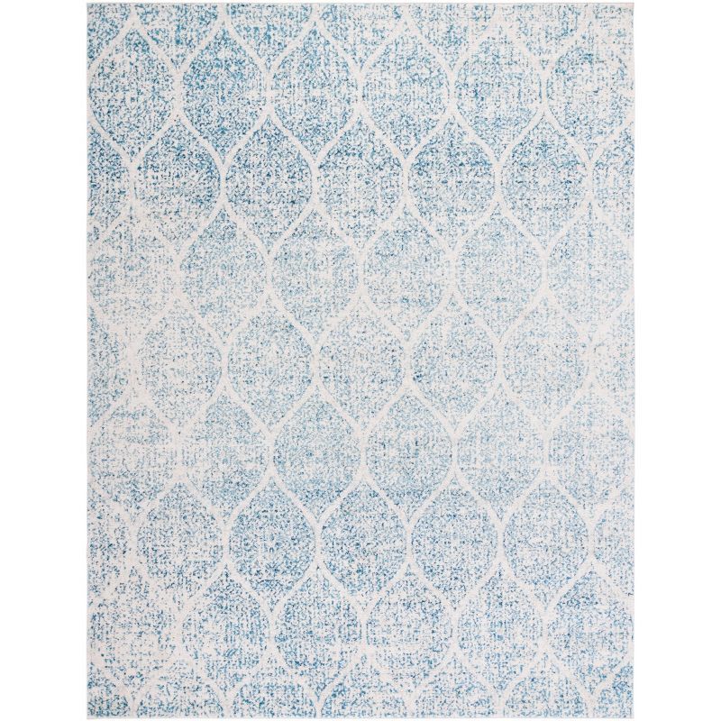 Elegant Cream & Turquoise Synthetic 8'x10' Reversible Area Rug