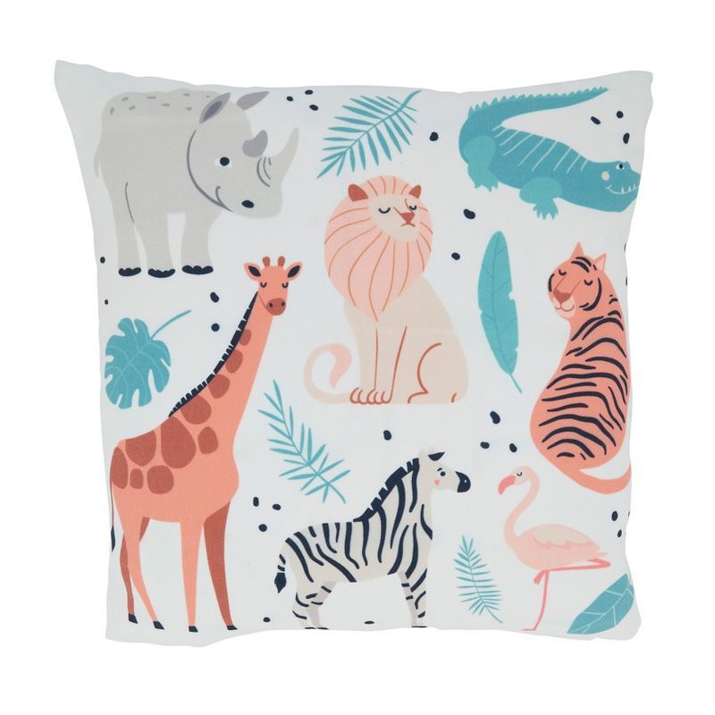 Safari Animals Baby Poly Filled Square Throw Pillow