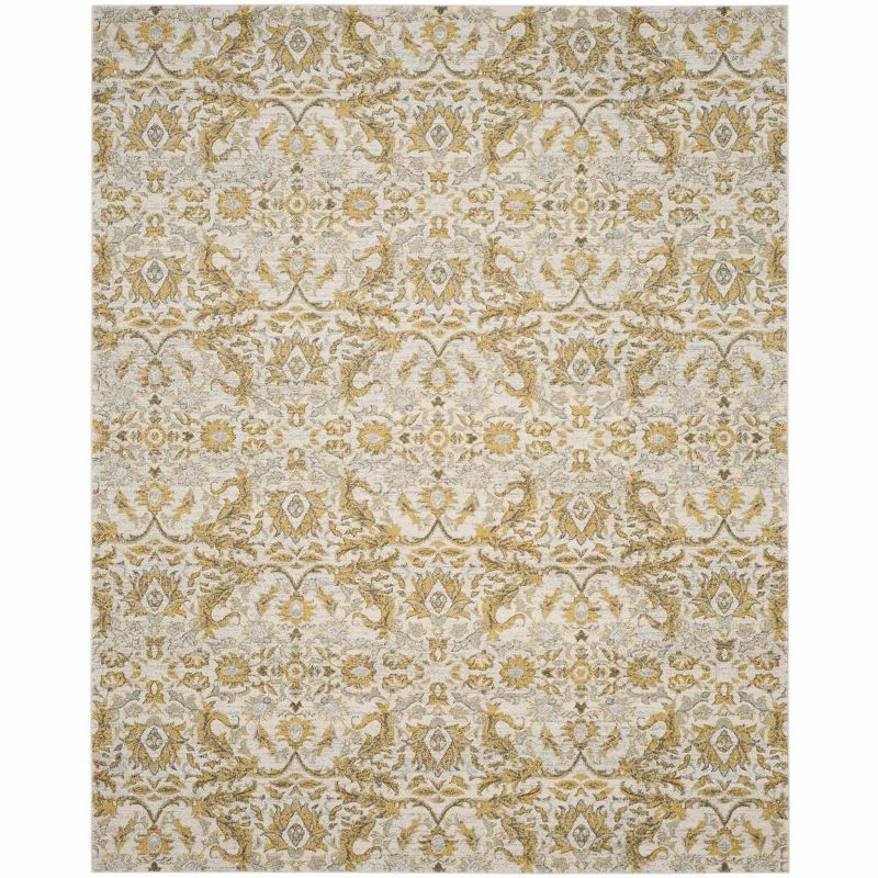 Elegant Ivory Gold 10' x 14' Hand-Knotted Synthetic Area Rug