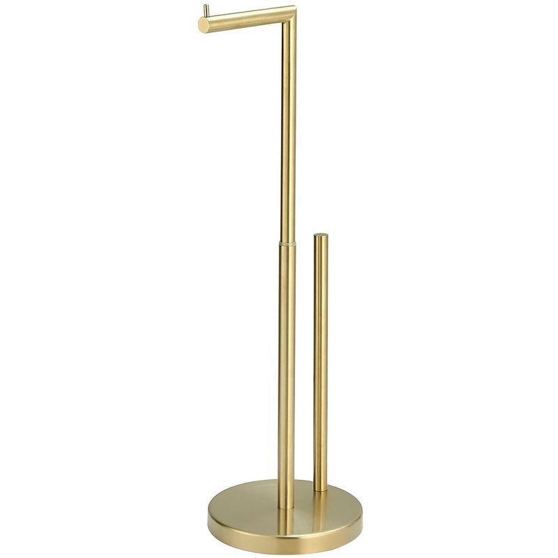 Brushed Gold Freestanding Toilet Paper Holder with Reserve