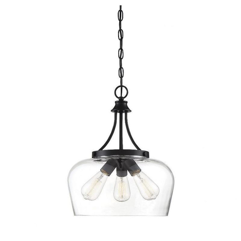 Savoy House Octave Black 3-Light Pendant with Clear Glass Shade