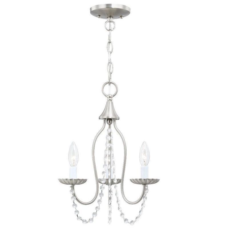 Alessia Brushed Nickel 3-Light Mini Chandelier with Crystal Accents