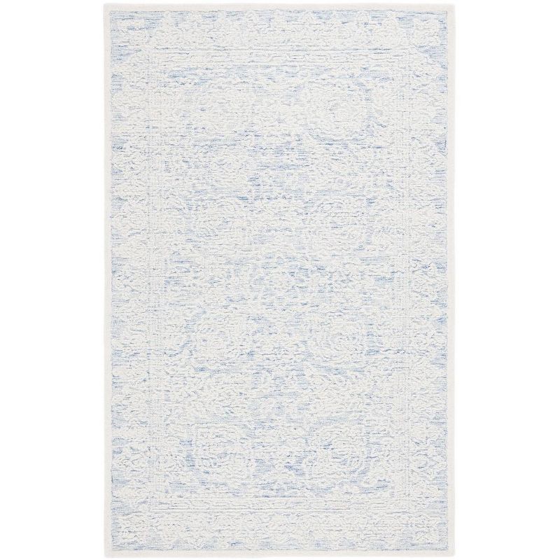 Blue Ivory Handmade Tufted Wool 8' x 10' Area Rug