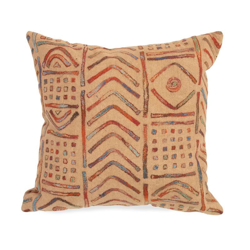 Round Beige Polyester Indoor/Outdoor Decorative Pillow