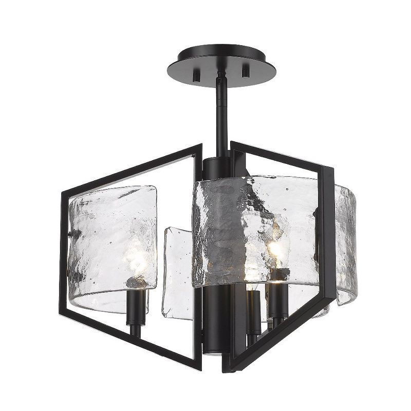 Matte Black Glass Semi-Flush Mount Light Fixture