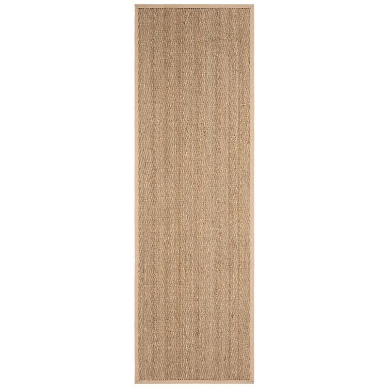 Natural Beige Herringbone Flat Woven Cotton Rug