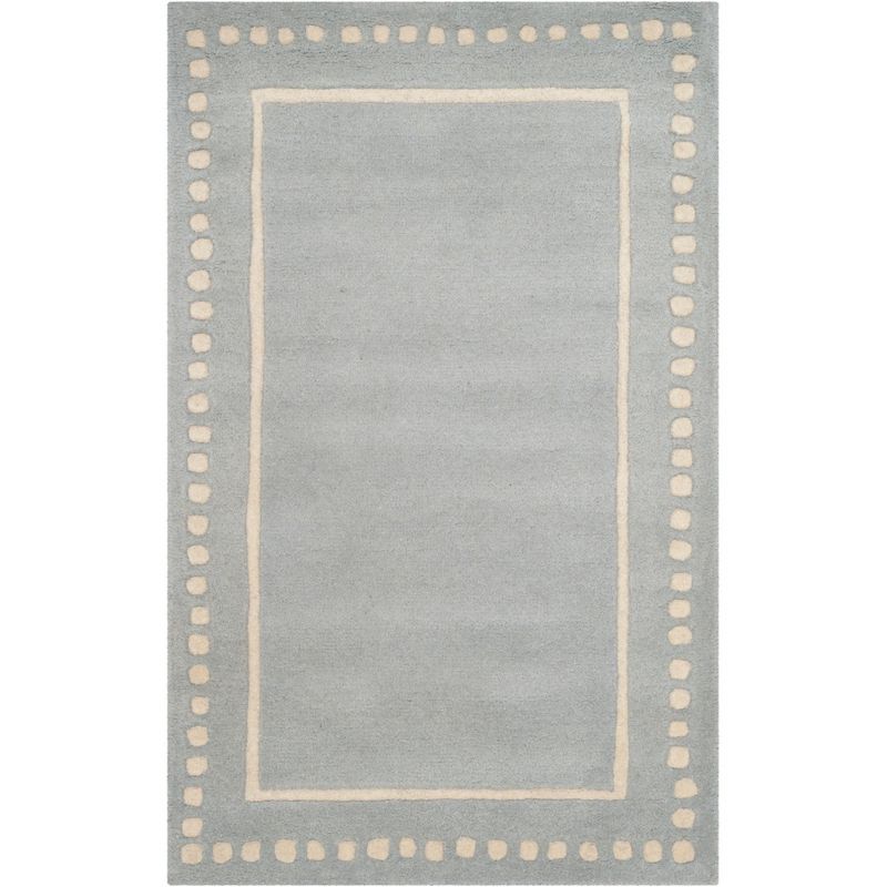 Handmade Light Blue and Ivory Wool Tufted Runner Rug