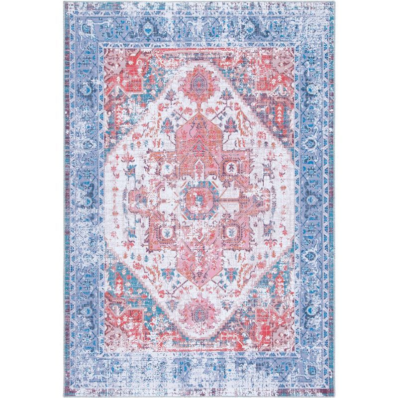 8' x 10' Blue Reversible Washable Viscose Area Rug