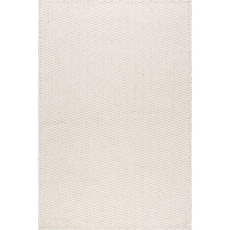 Ivory Flat Woven Handmade Wool Square Rug, 73" x 9"