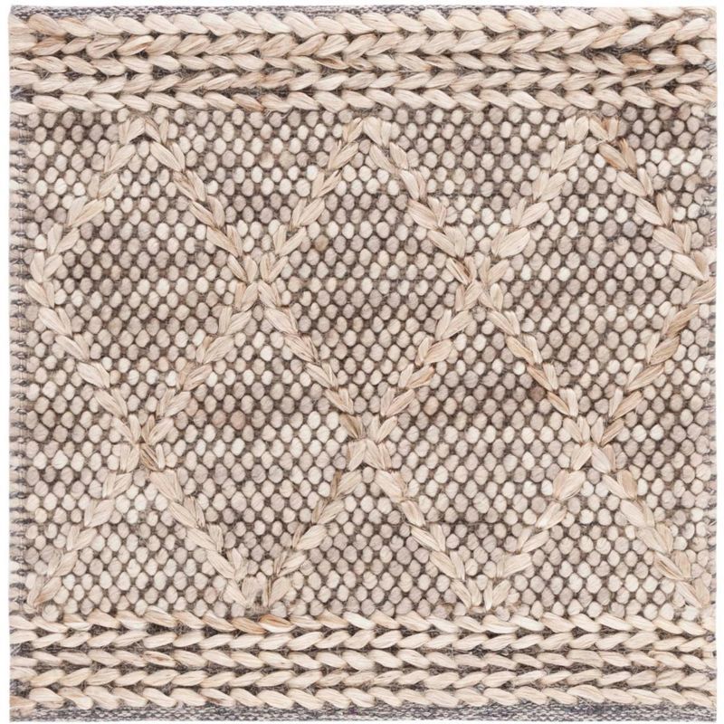 Natura Brown and Natural Handwoven Wool Square Area Rug