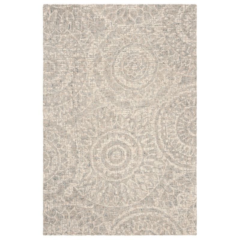 Ivory and Gray Handmade Wool Tufted Abstract 3' x 5' Rug