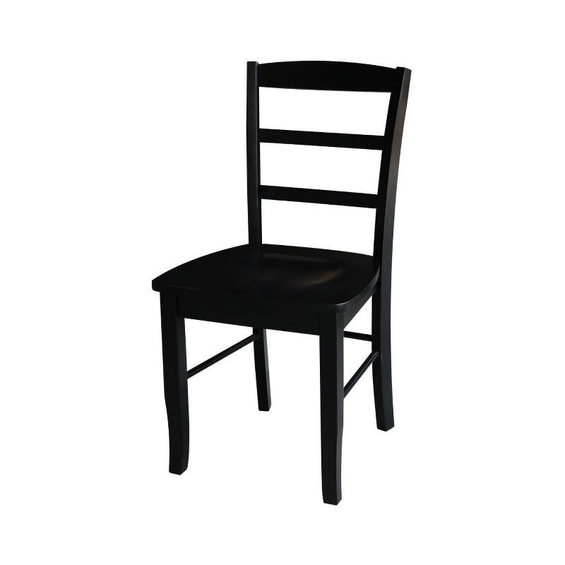 Elegant Black Solid Wood Ladderback Side Chair Set