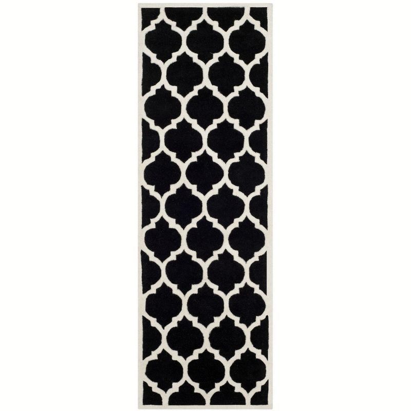 Handmade Dark Blue and Ivory Wool Tufted Area Rug
