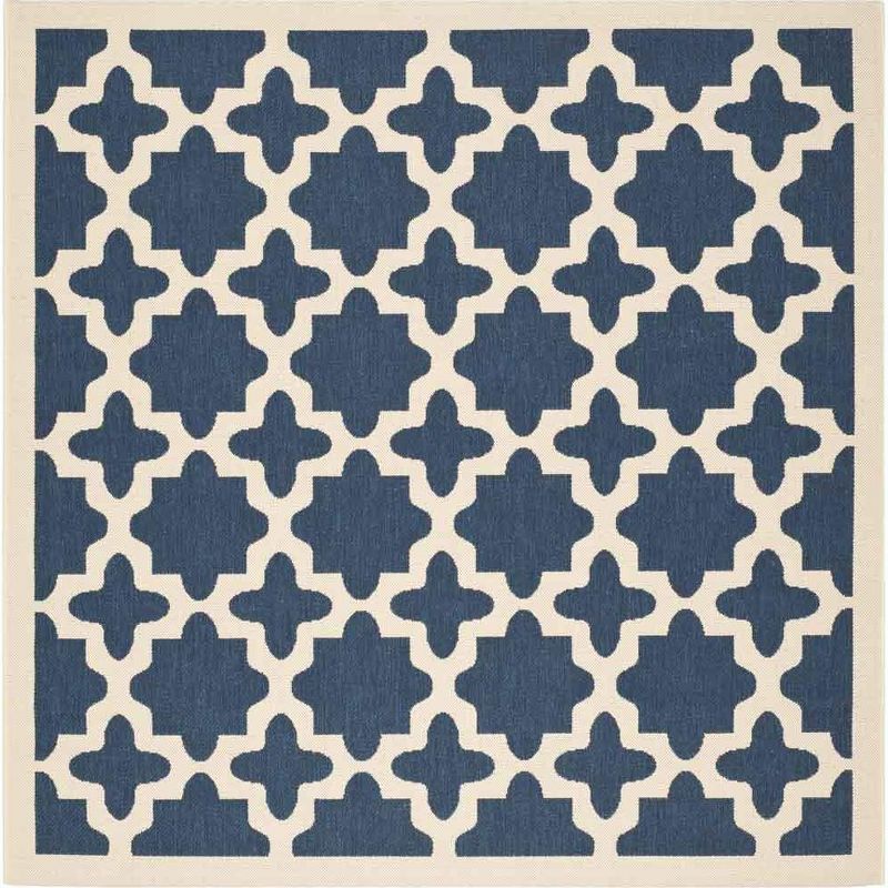 Navy Blue Square Synthetic Outdoor Area Rug