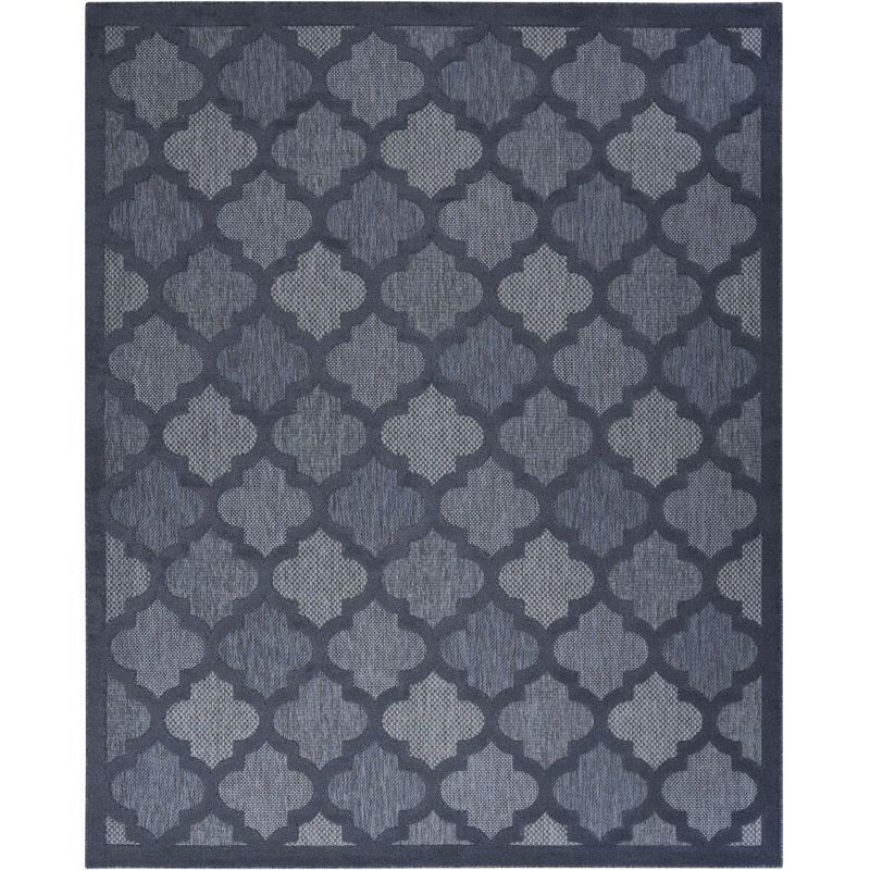 Navy Blue Trellis Synthetic Flat Woven 7' x 10' Area Rug