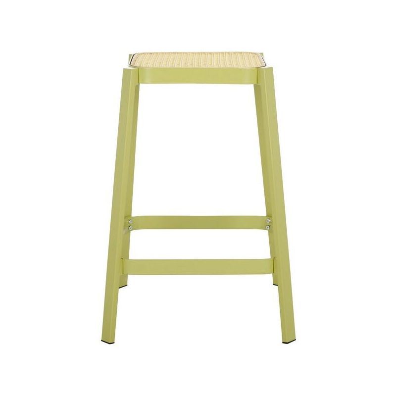 Palmyra Green and Natural Wood Metal Counter Stool