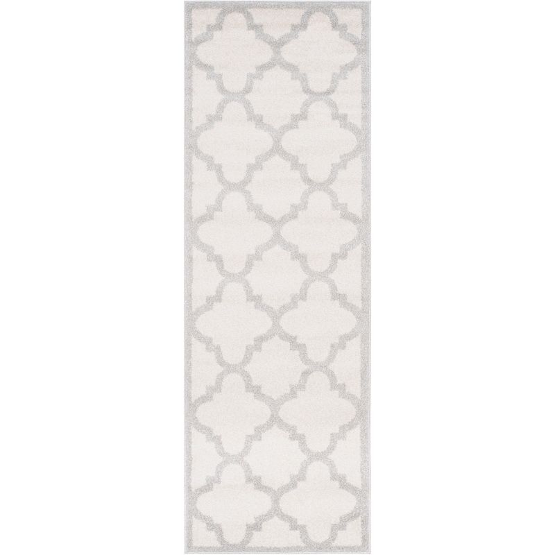 Light Grey Beige Hand-Knotted Easy Care Synthetic Area Rug