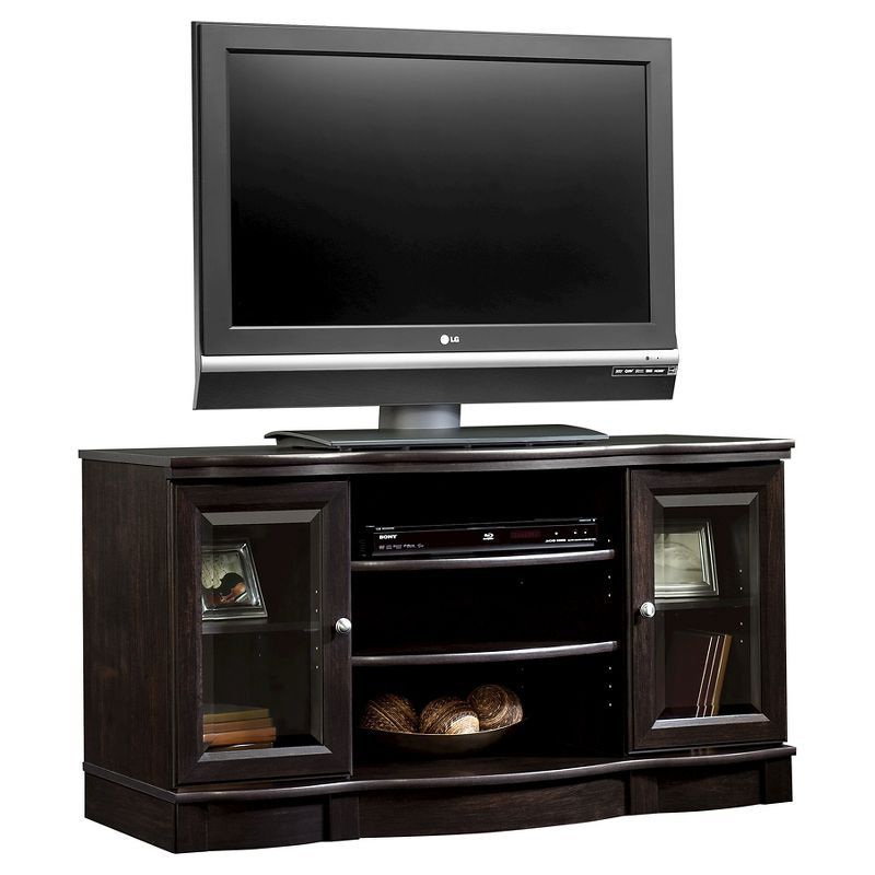 Estate Black 47" Engineered Wood TV Stand with Glass Doors