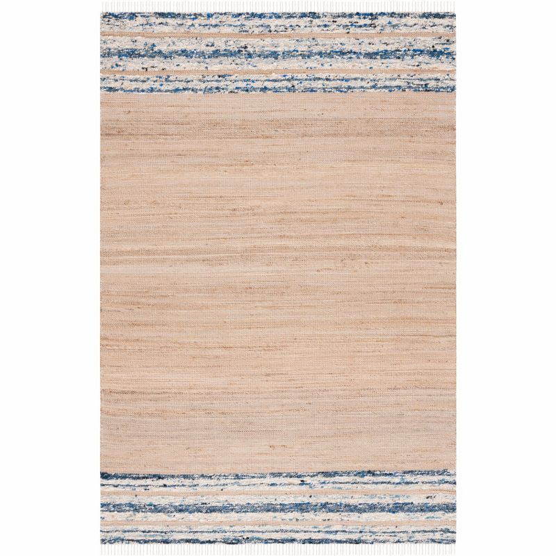 Natura Beige and Navy Handwoven Wool Area Rug