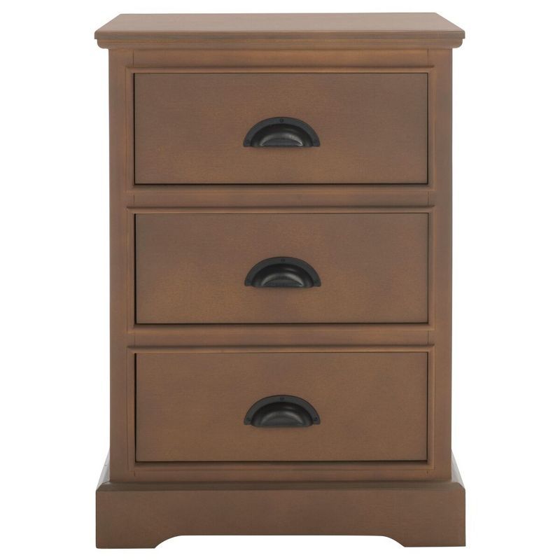 Transitional Beige Pine 3-Drawer Rectangular Side Table