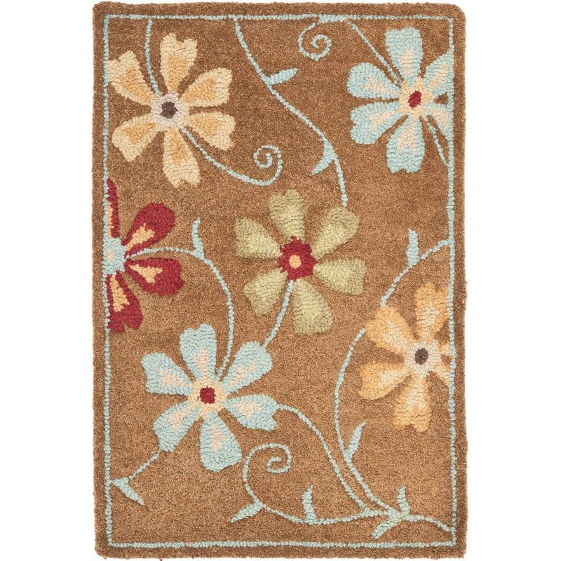 Camel Multi Floral Hand-Knotted Wool Area Rug 2' x 3'