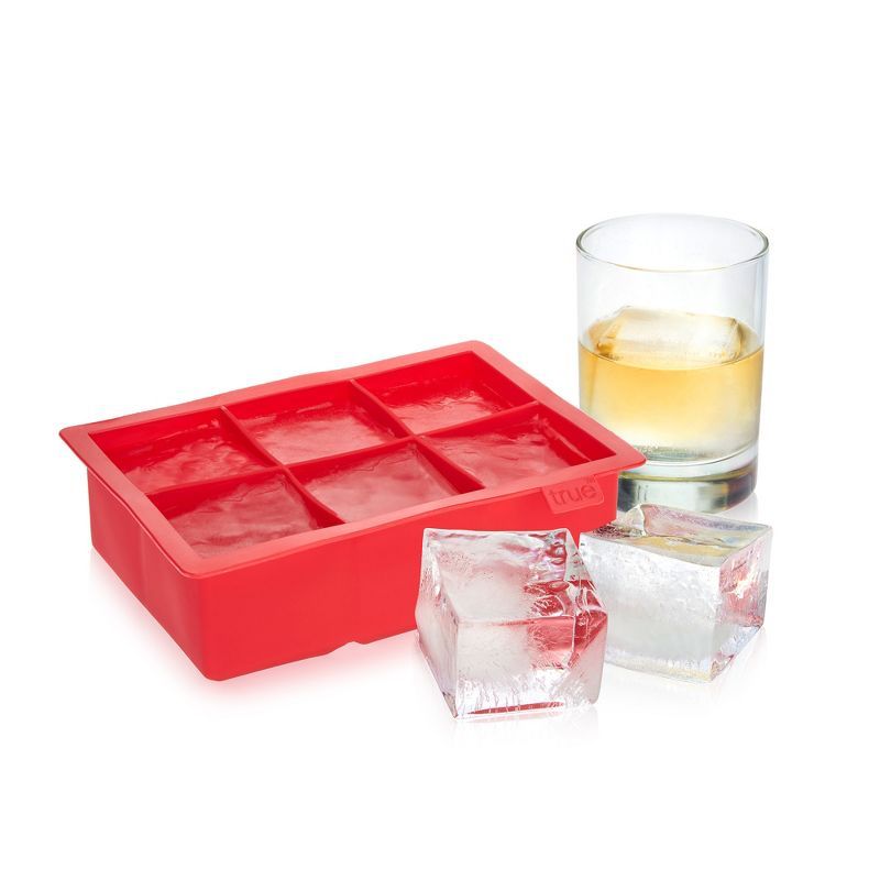 Red Silicone Extra Large Ice Cube Tray for 2-Inch Cubes