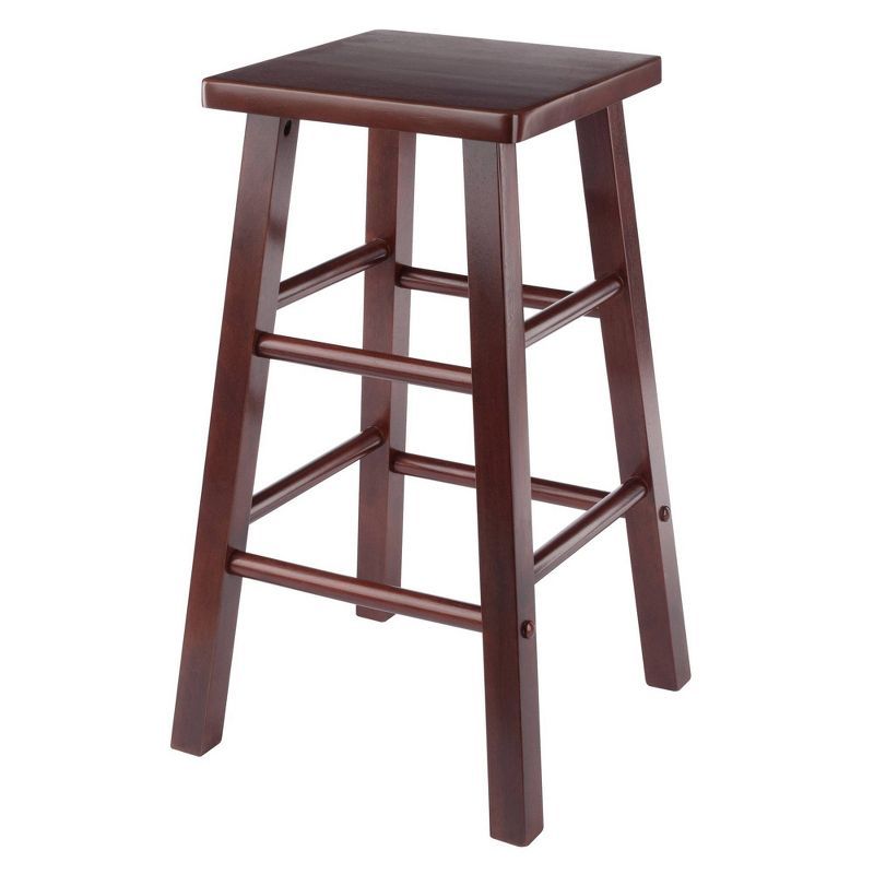 Walnut Wood Square Seat Counter Height Barstool