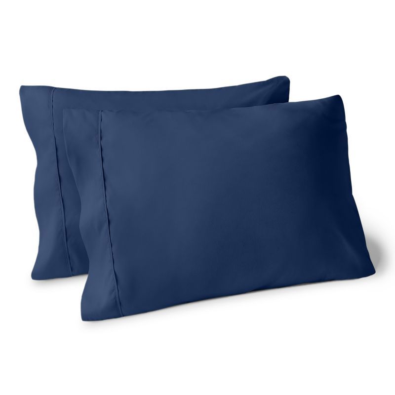 Dark Blue Hypoallergenic Cotton Polyester Standard Pillowcase Set