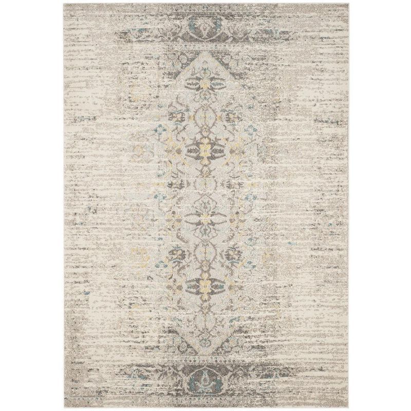 Elysian Fields Grey Multi Floral Synthetic Area Rug - 6'7" x 9'2"