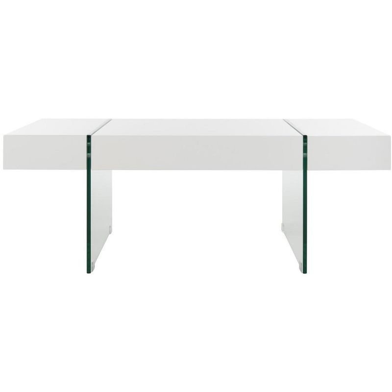 Jacob White Rectangular Glass Leg Modern Coffee Table