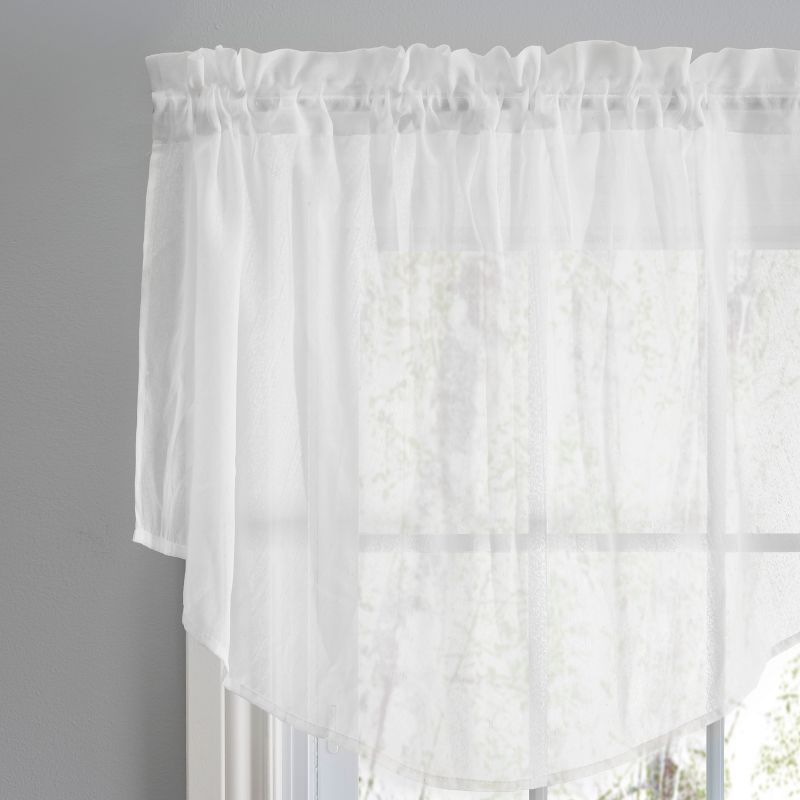 White Semi-Sheer Polyester Cascade Valance