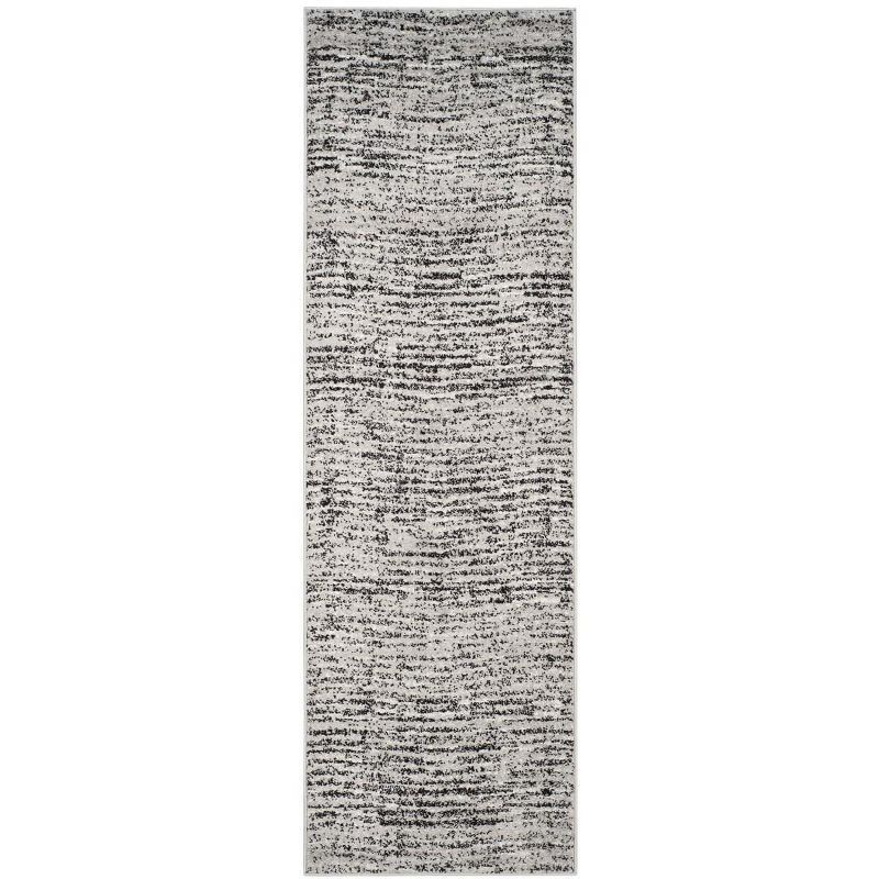 Black and Silver Synthetic Abstract Runner Rug, 2'-6" x 10'