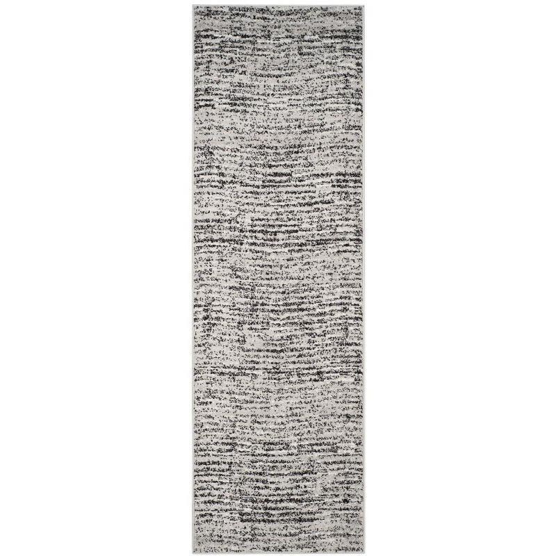 Black and Silver Rustic Polypropylene Runner Rug