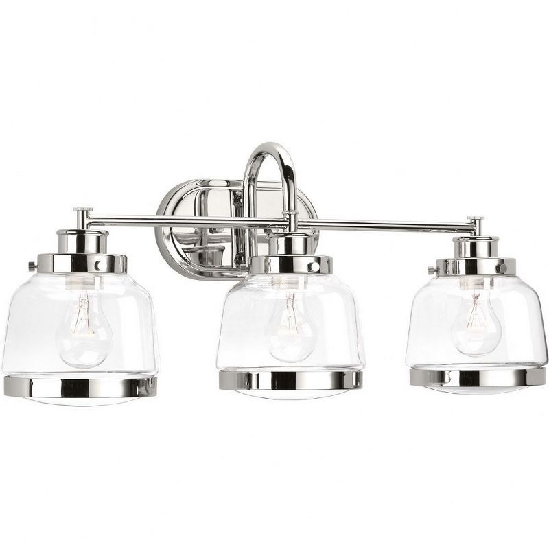 Judson Polished Nickel 3-Light Bath Vanity with Clear Glass Shades