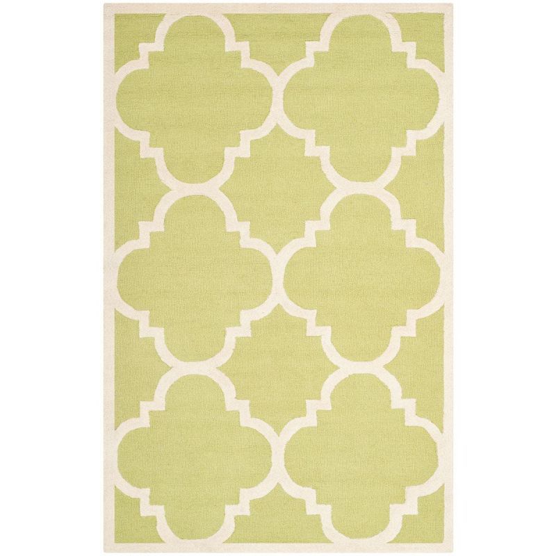 Green Ivory Elegance 5' x 8' Hand-Tufted Wool Area Rug