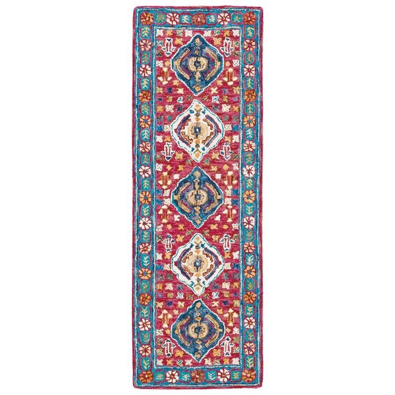 Rustic-Chic Red Wool Handmade Tufted Area Rug - 27"x7"