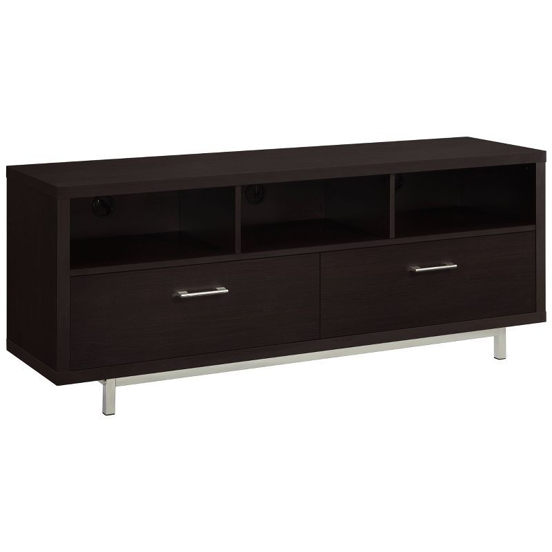 Elegant Transitional 60" Black TV Console with Cabinet Storage