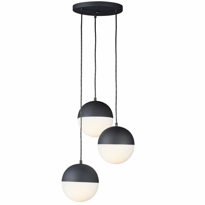 Satin White Glass & Black Nickel Globe Island LED Pendant