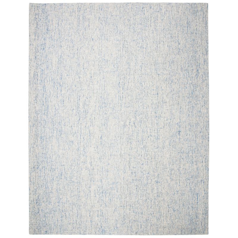 Handmade Blue and Ivory Wool Abstract 9' x 12' Area Rug