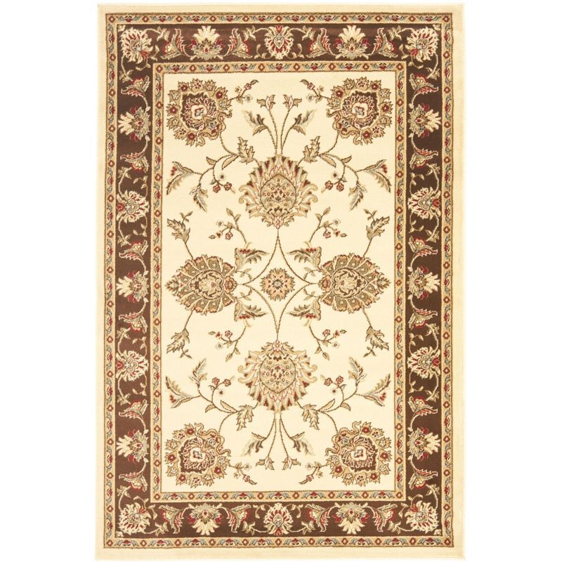 Ivory and Brown Tufted Synthetic Rectangular Runner Rug