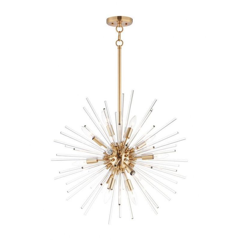 Polaris 23" Satin Brass and Clear Glass 12-Light Pendant