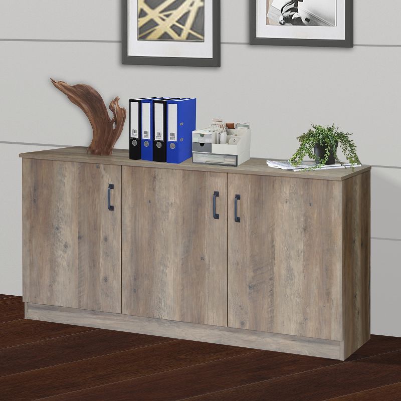 Rustic Oak 63" Adjustable Shelving Office Credenza