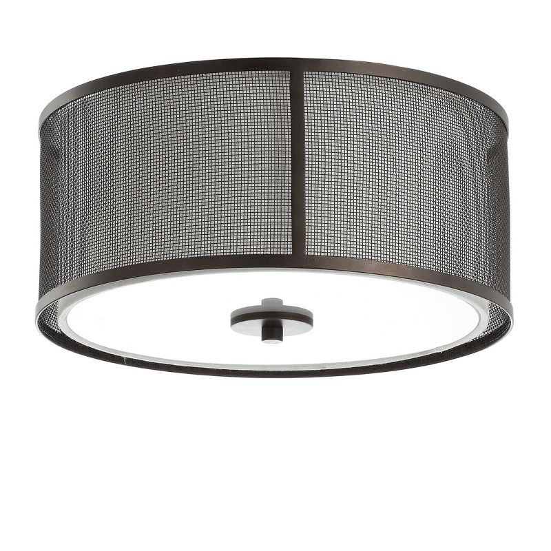 Contemporary Layne 14" Flush Mount in Dark Grey and White